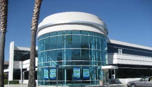 Credit Union building with posters in front